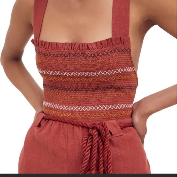 🆕Free People Smocked Jumpsuit in Sumac Colour - Picture 8 of 12